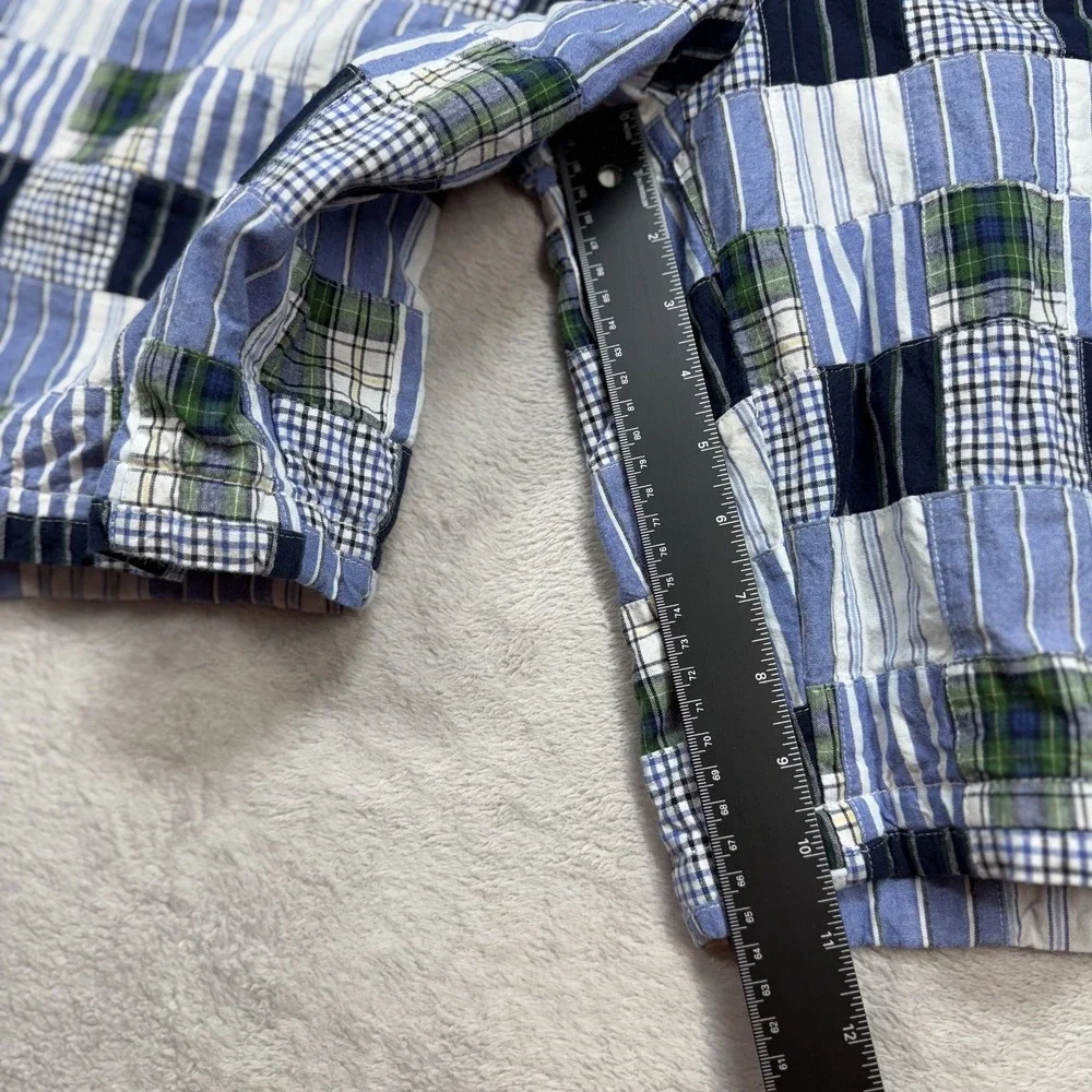 Tommy Hilfiger Shorts Mens 42 Blue Green Patchwork Madras Plaid Preppy Summer - Picture 8 of 11